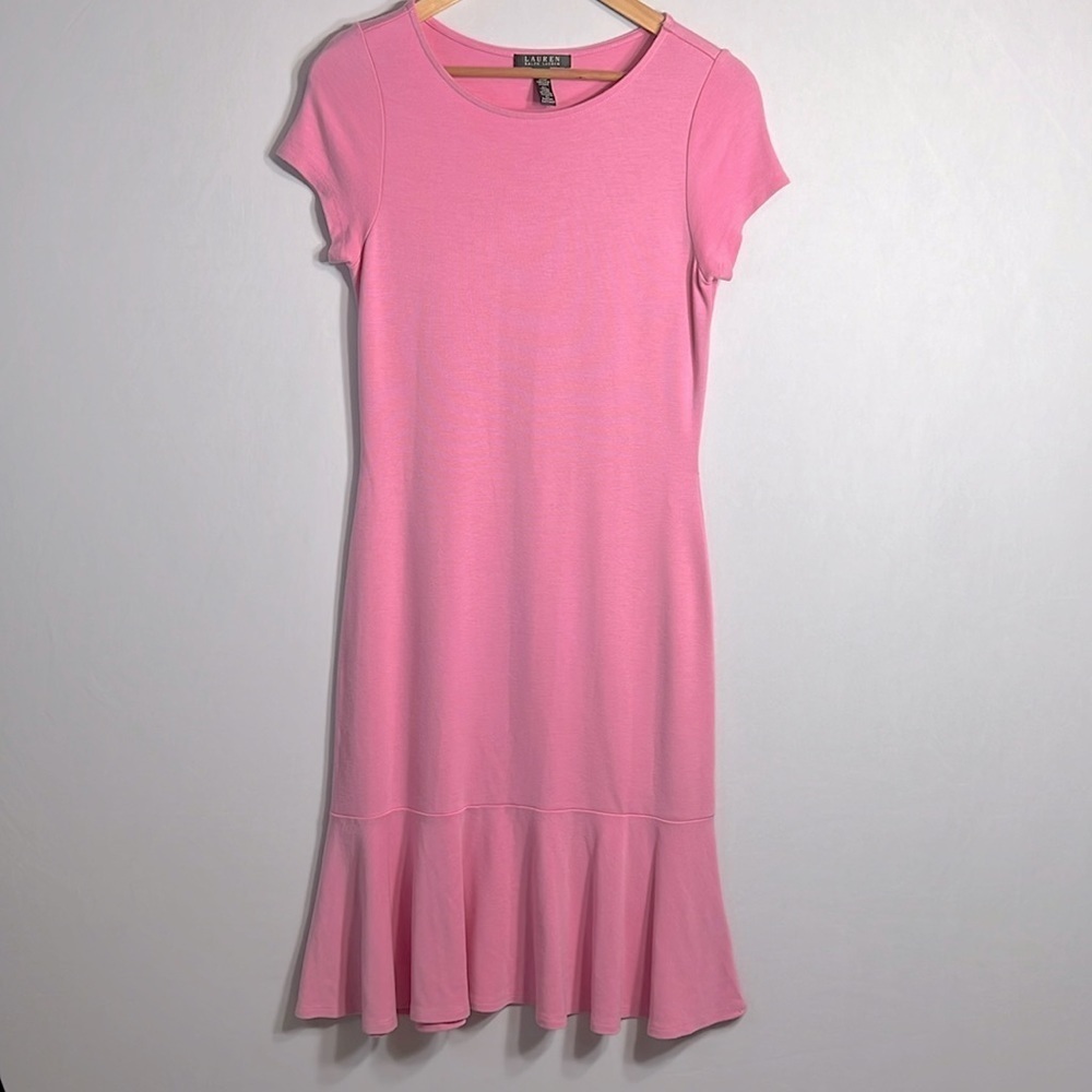 Lauren Ralph Lauren Barbie Core Pink Cap Sleeve Midi Dress size M